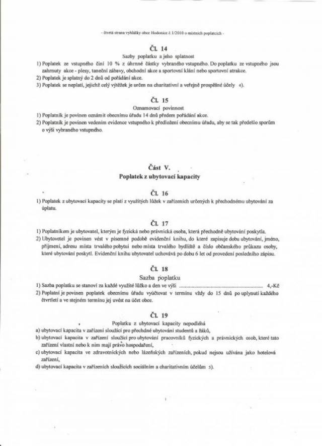 Obecně závazná vyhláška č. 1/2010 o místních poplatcích